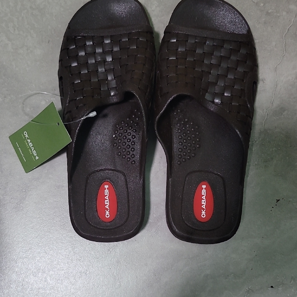 Okabashi Brown Woven Sandals Comfort Slip-On
